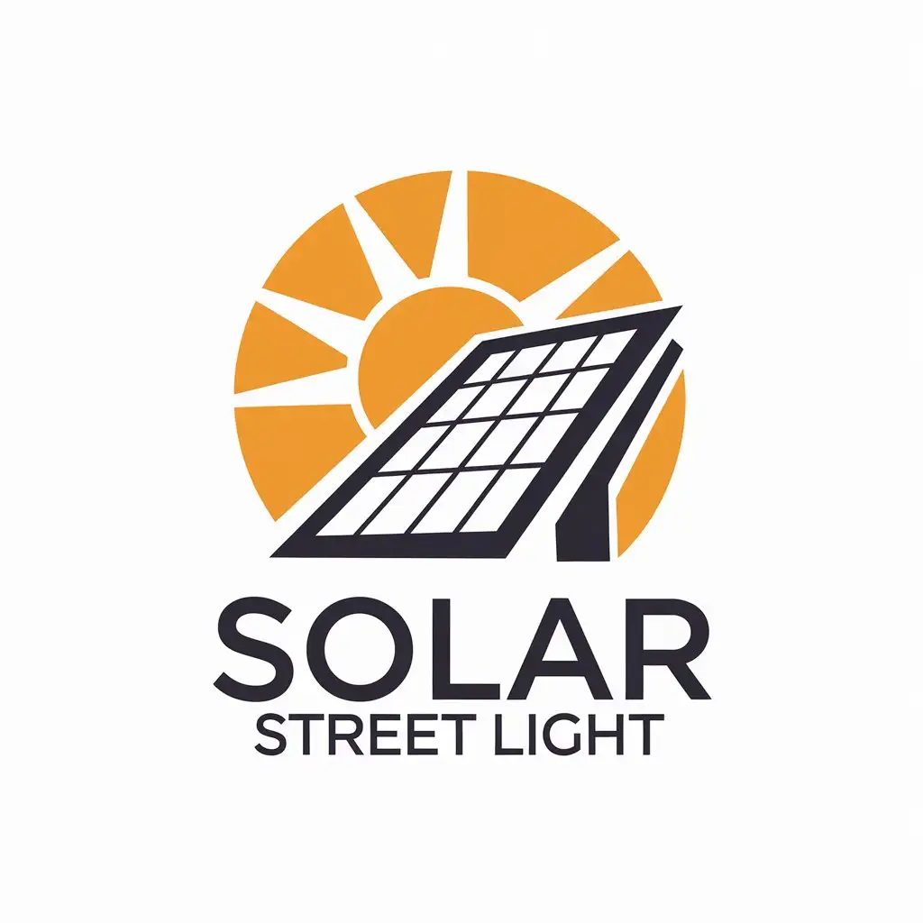 LOGO Design for Solar Street Light Clean and Modern Design with Solar Panel and Sun Symbols