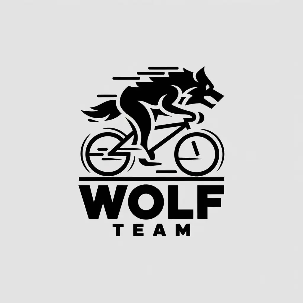 LOGO-Design-For-Wolf-Team-Dynamic-Wolf-Bicycle-Symbol-for-Sports-Fitness-Industry