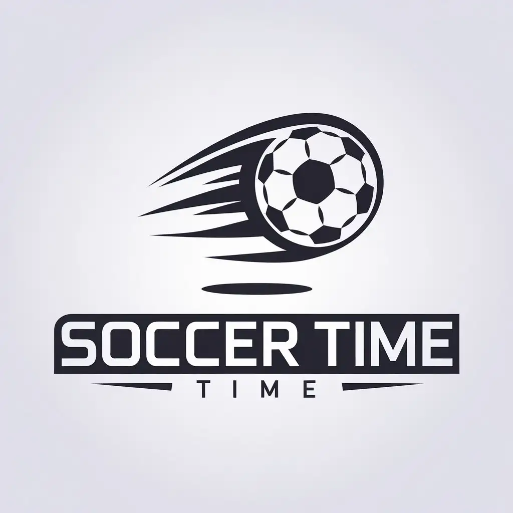 LOGO Design for Soccer Time Minimalistic Style with Flying Soccer Ball and Clear Background