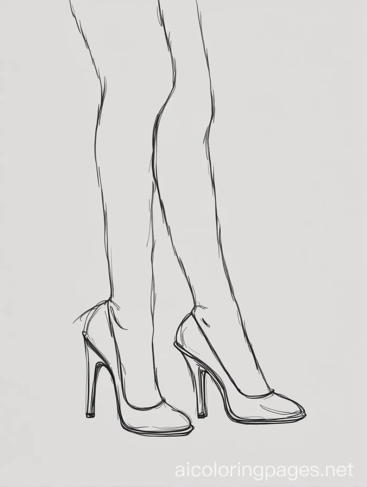 Childrens-Coloring-Page-Woman-Trying-High-Heels-Simple-Line-Art