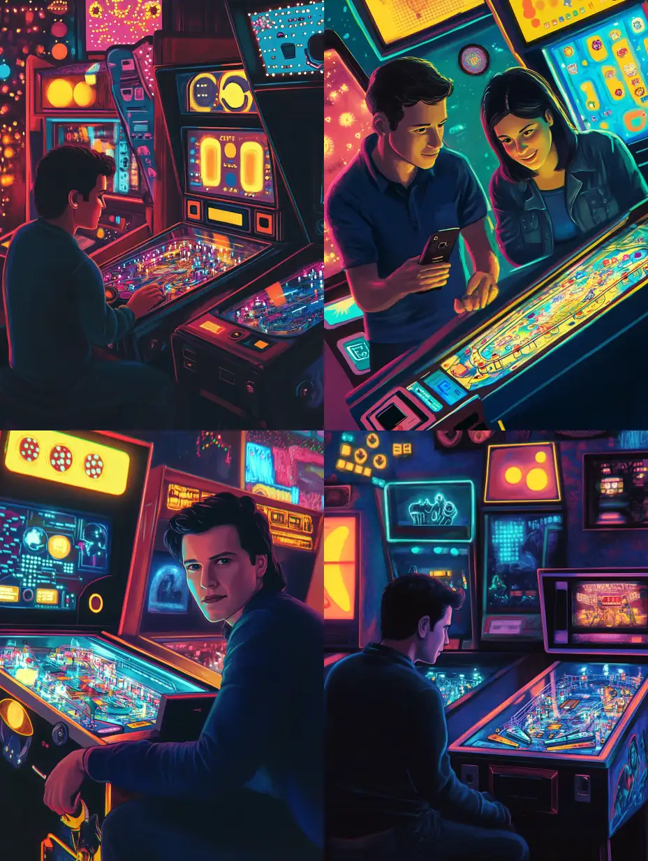 Pinball-Machine-and-Phone-in-a-RetroAI-Image-Expansion-Arcade-Setting