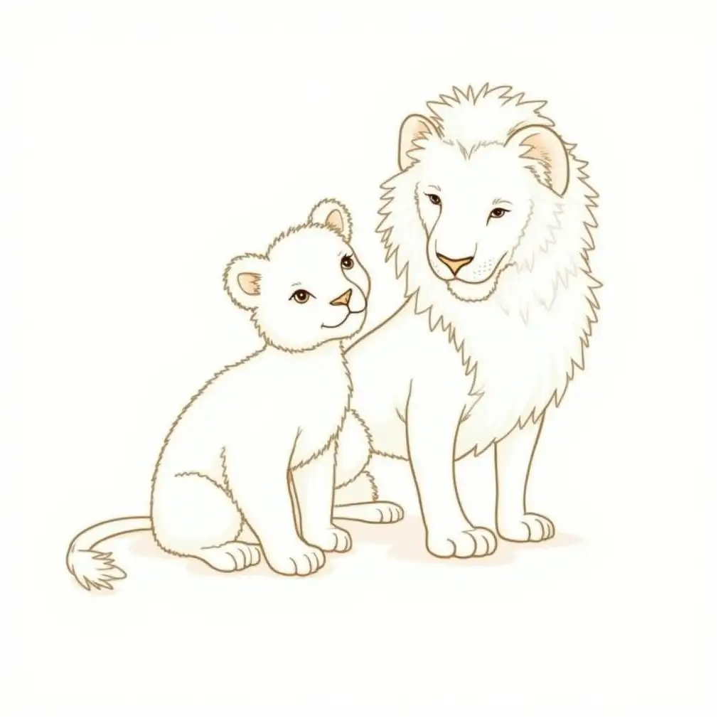 Adorable-Lioness-and-Cub-in-Cute-Coloring-Picture