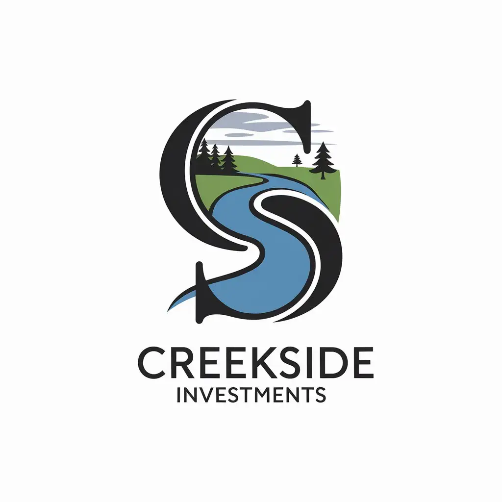 LOGO Design For Creekside Investments Letter C and S with Natural Landscape in Realistic Style