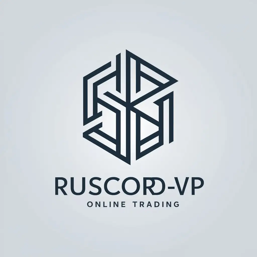 a vector logo design,with the text "RUSCORD-VP", main symbol:Online trading,complex,be used in Internet industry,clear background