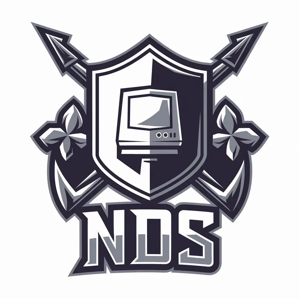 a vector logo design,with the text "NDS", main symbol:Computer, shield, clan,Moderate,be used in Entertainment industry,clear background