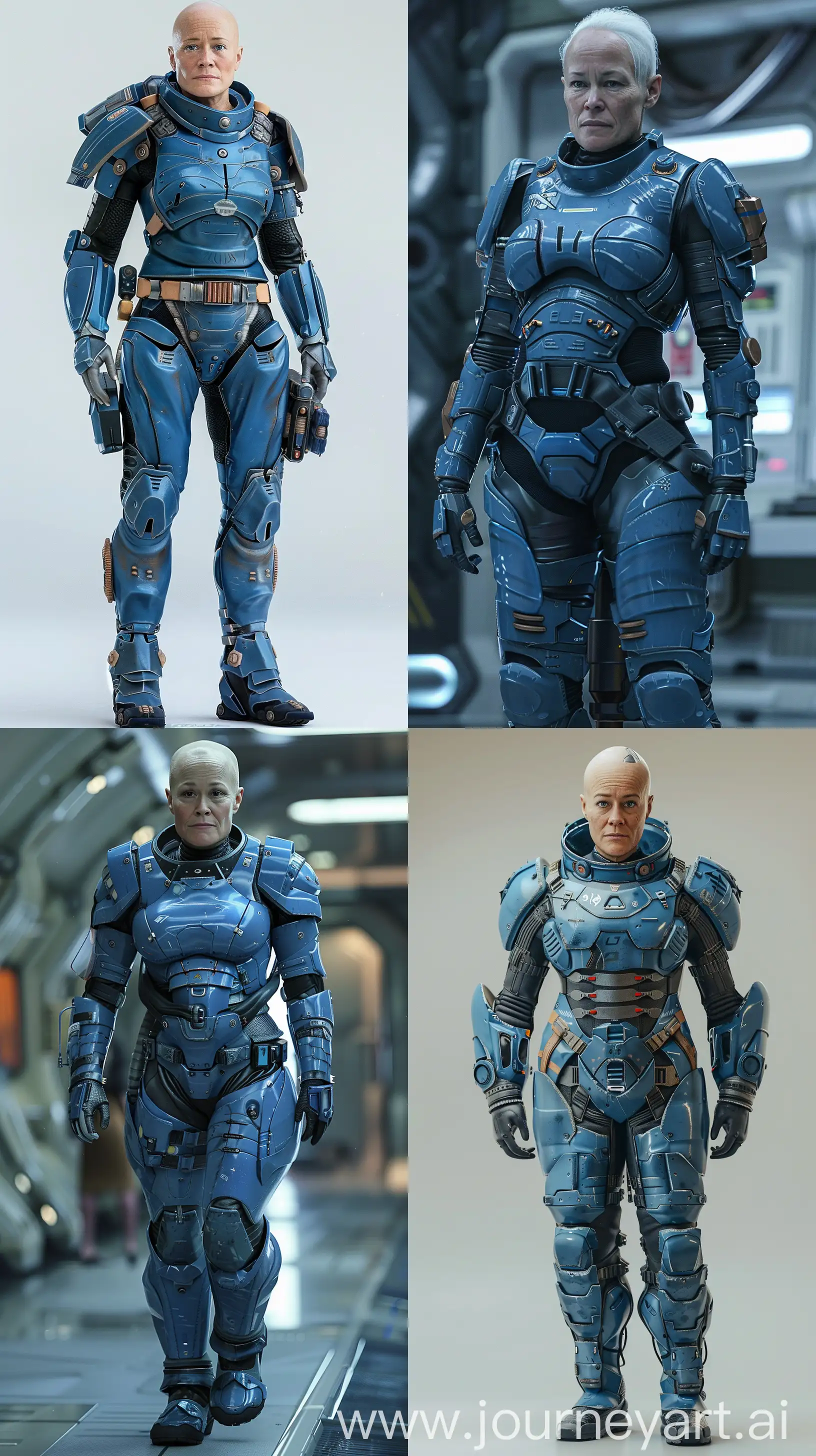 Hyperrealistic-Bald-Robin-Wright-in-Blue-Space-Trooper-Armor