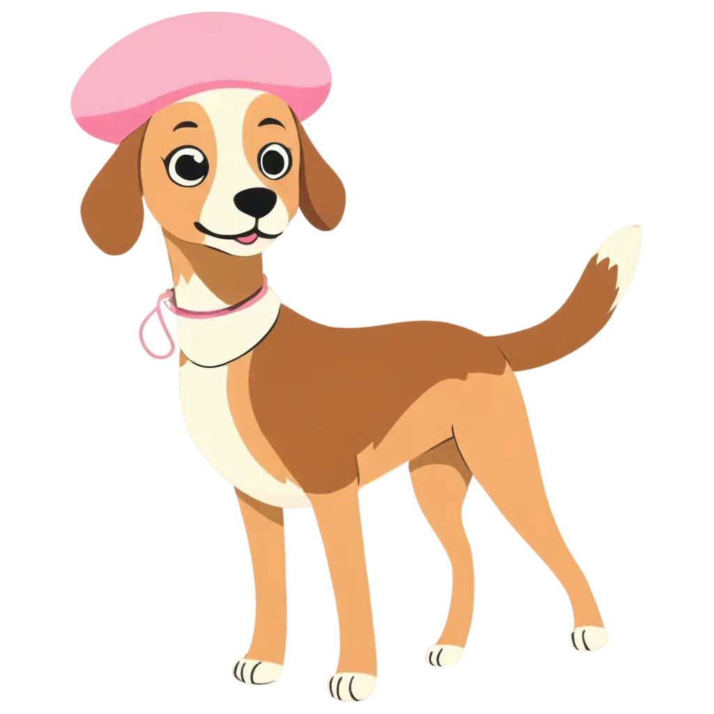 Cartoon-Dog-in-Pink-Beret-PNG-Fun-2D-Comic-Style-Illustration-for-Creative-Projects