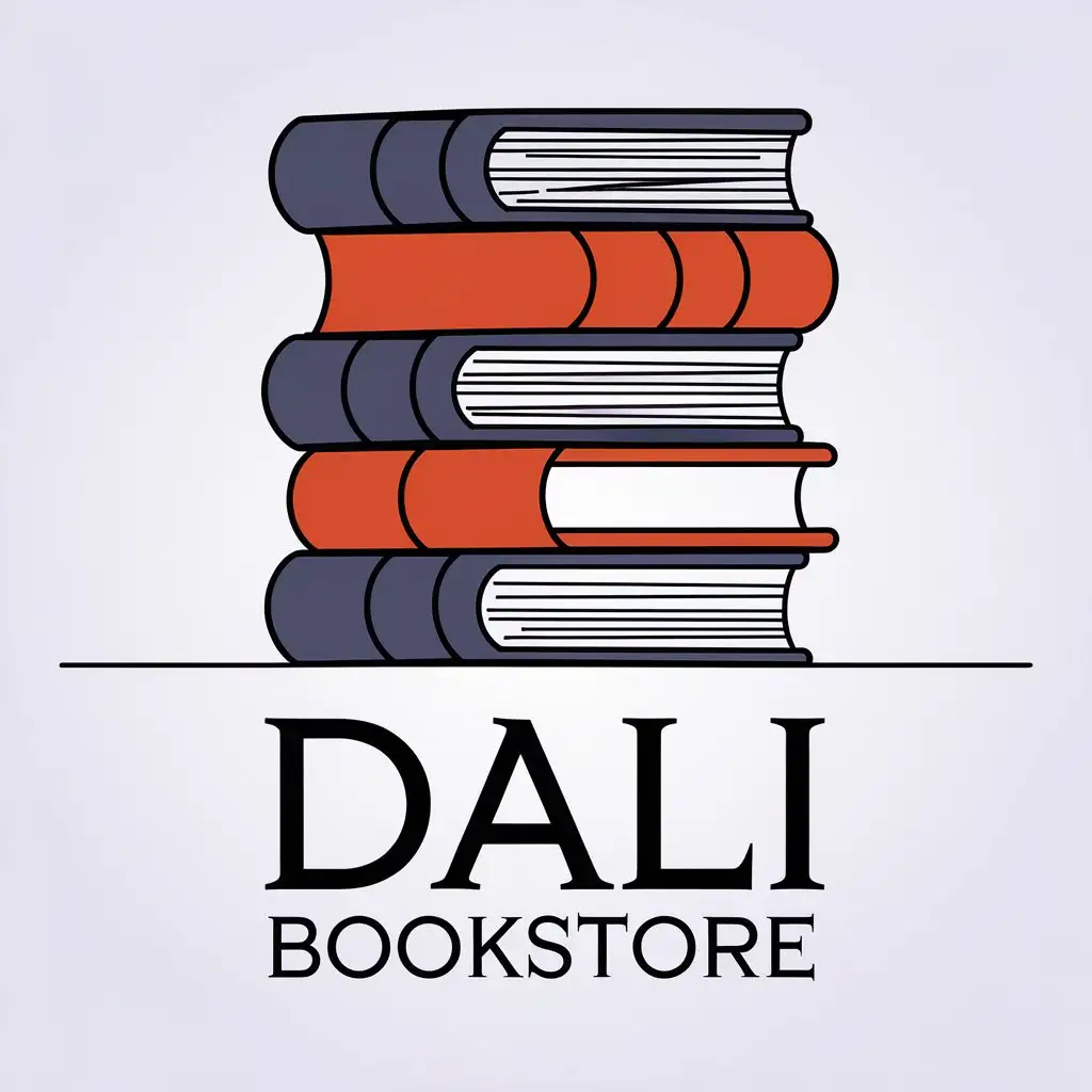 LOGO-Design-for-Dali-Bookstore-Minimalistic-Vector-Logo-with-Books-and-Coffee-Theme