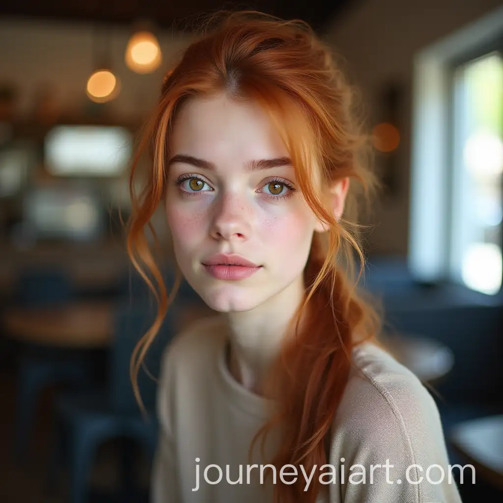 Young-Woman-with-Ginger-Hair-Sitting-at-a-Cafe-in-Rochester-CloseUp-Portrait