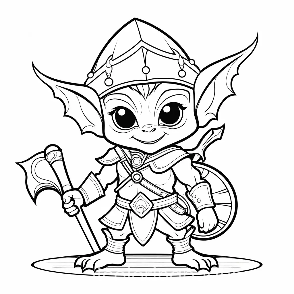 Cute-Goblins-Coloring-Page-for-Kids-with-Simple-Line-Art-and-Ample-White-Space