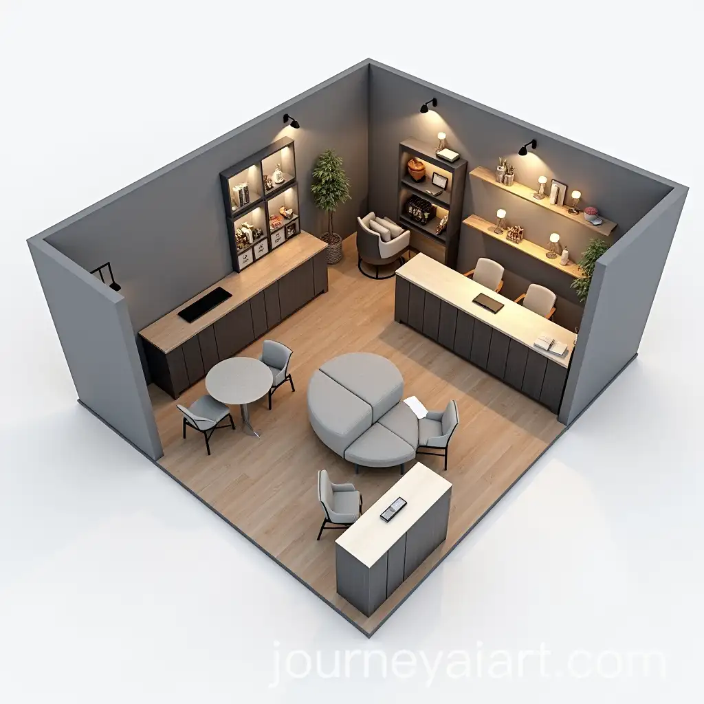 Modern-Booth-with-Private-Living-Room-Product-Showcase-and-Counter-Tables