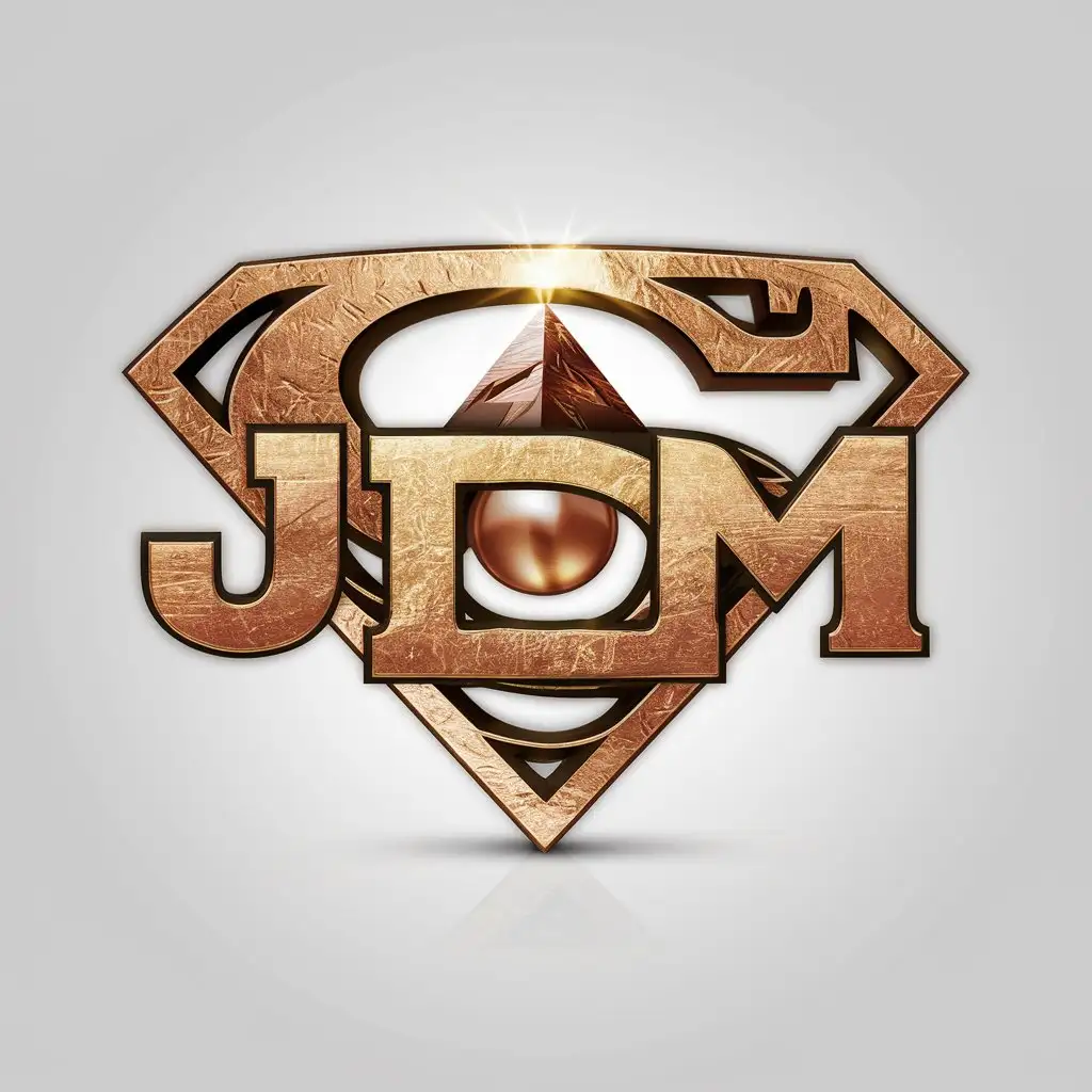 Logo Design for JDM Intricate Gold and Copper Superman Themed Symbol