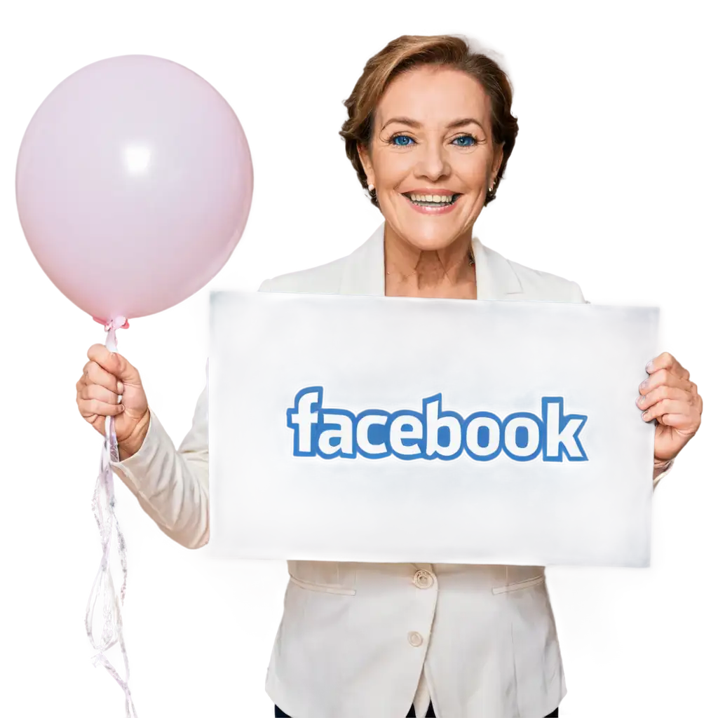 Actress Julie Andrews holds in hand a Facebook 100K Followers Celebration Banner