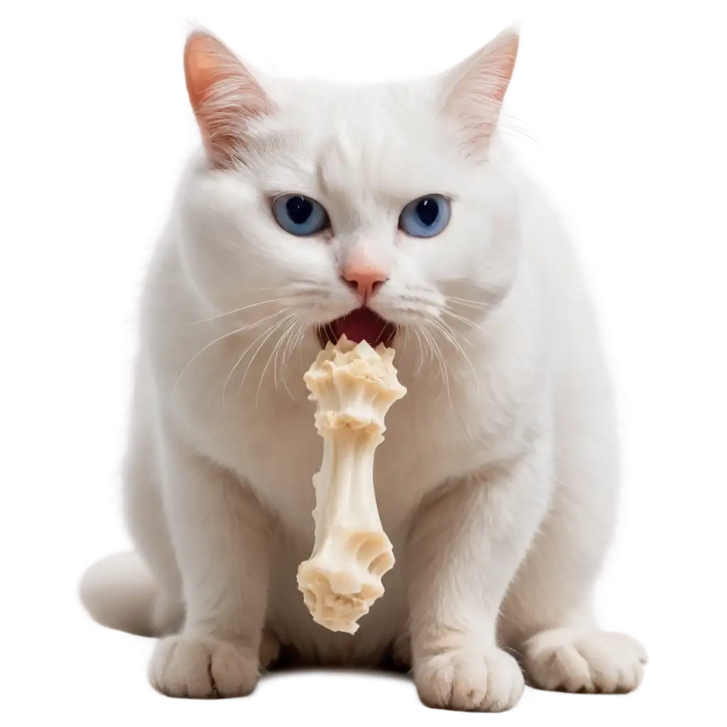 HighQuality-PNG-Image-of-a-White-Cat-Biting-a-Bone-AI-Art-Prompt