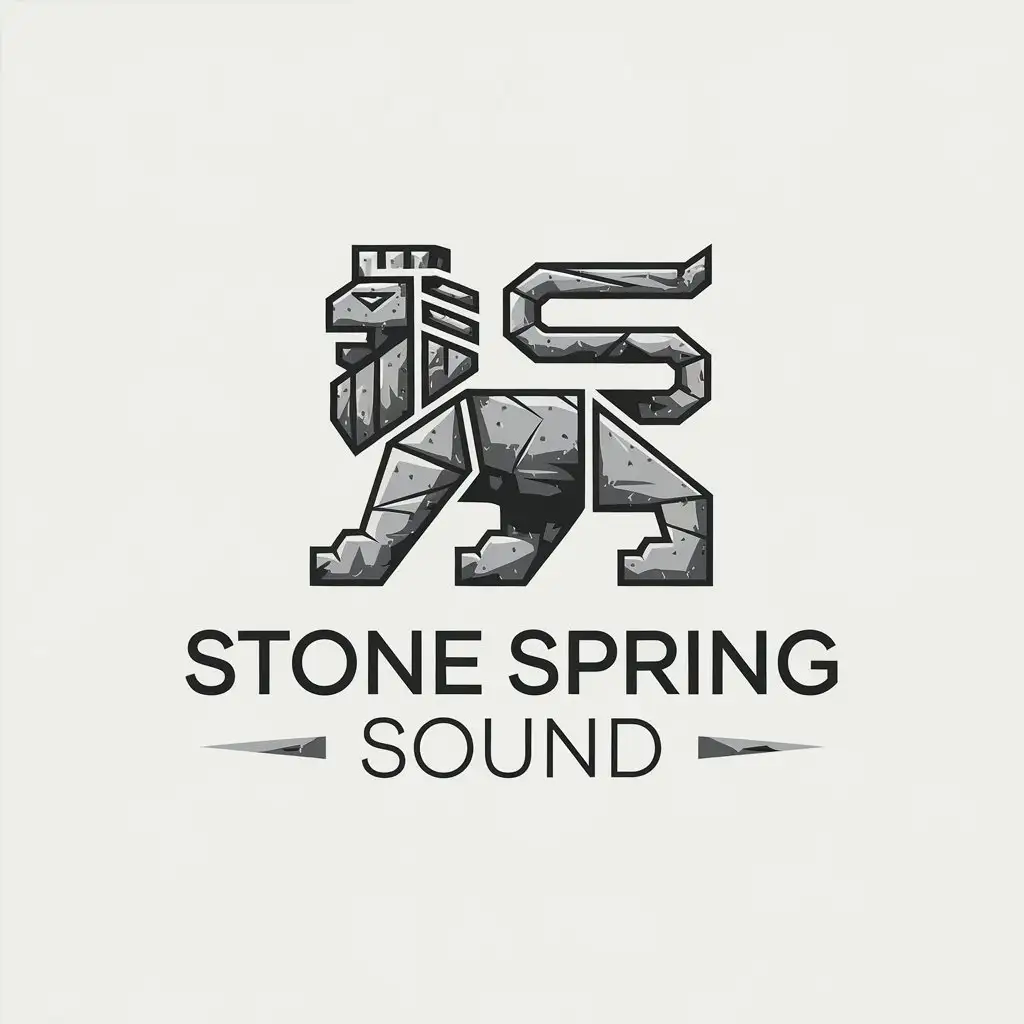 LOGO Design for Stone Spring Sound Vector Stone Lion with Minimalistic Style and Clear Background