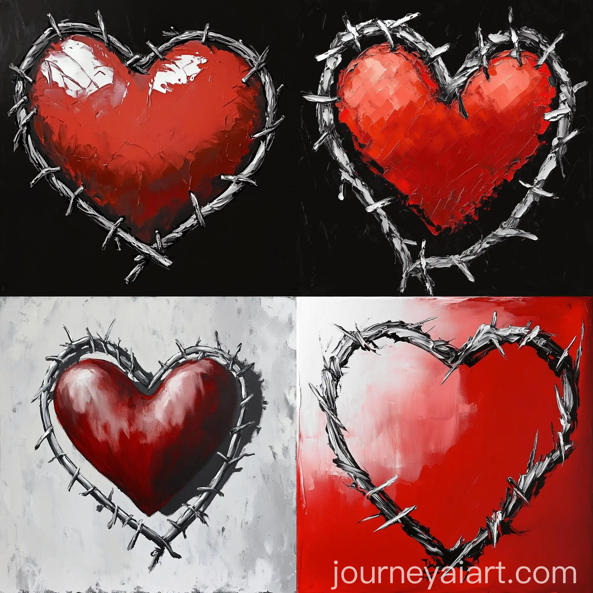 Red-Heart-Oil-Painting-Style-Canvas-Art