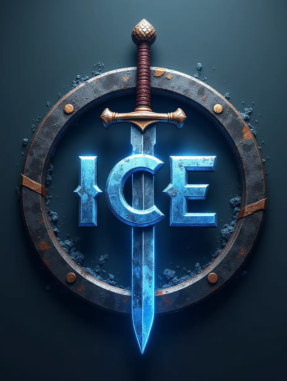 Logo, Circle, ICE, no.1, war game, sword blade In the background