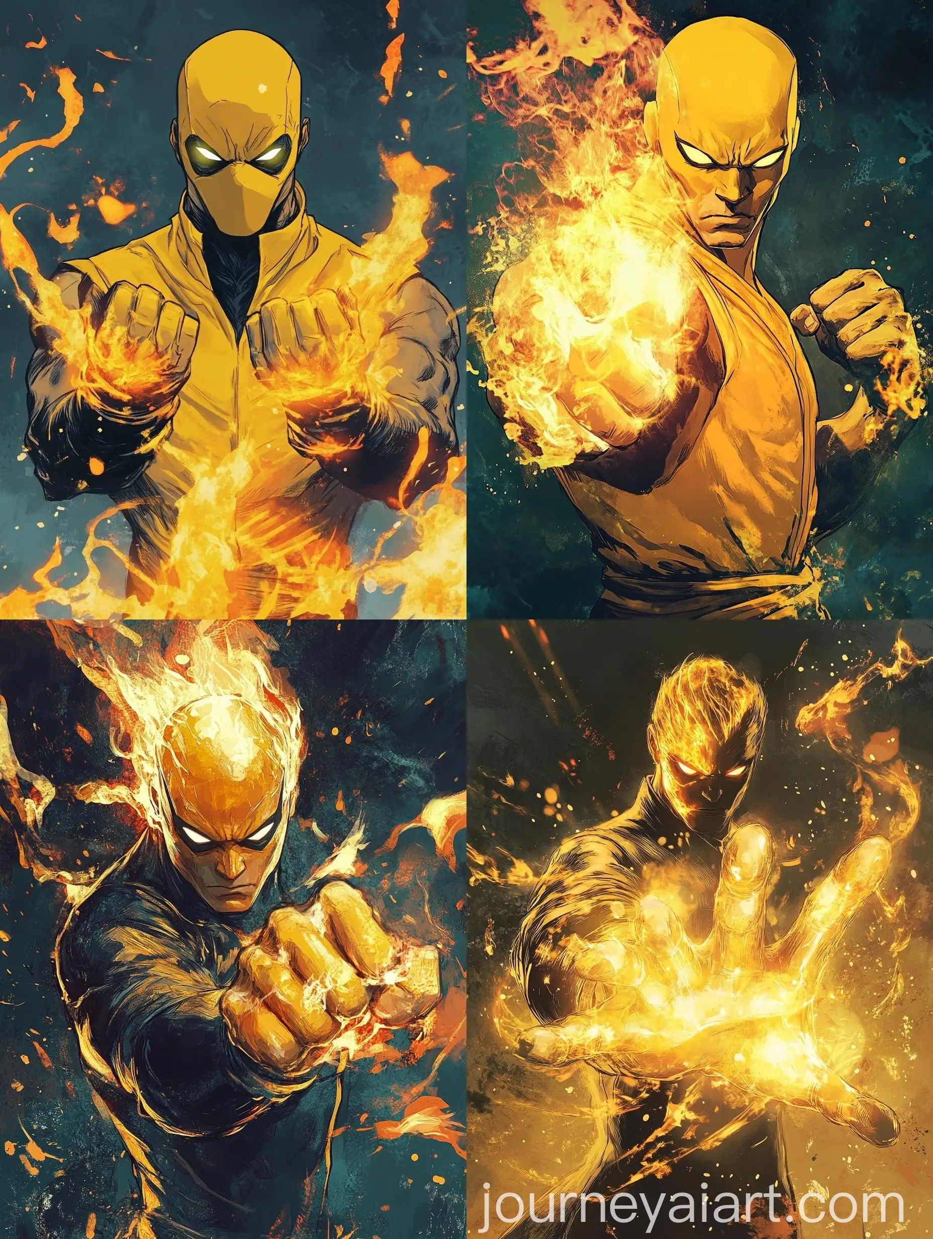 Comic-Style-Iron-Fist-with-Fire-Hands-Artwork