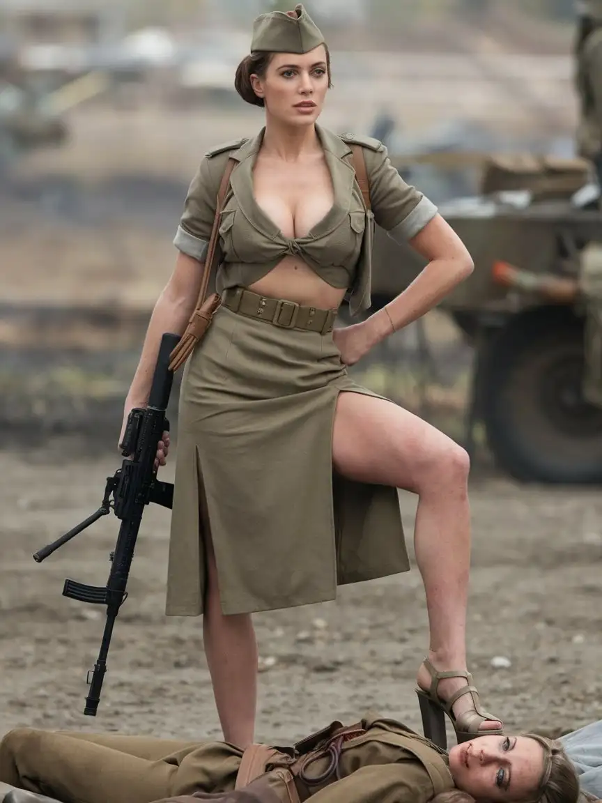 Cinematic-WW-II-Inspired-Image-of-a-Powerful-Female-Soldier-with-Machine-Gun