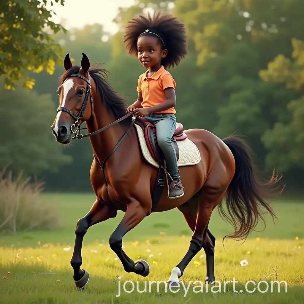 FiveYearOld-African-Girl-Riding-a-Horse-in-a-Garden