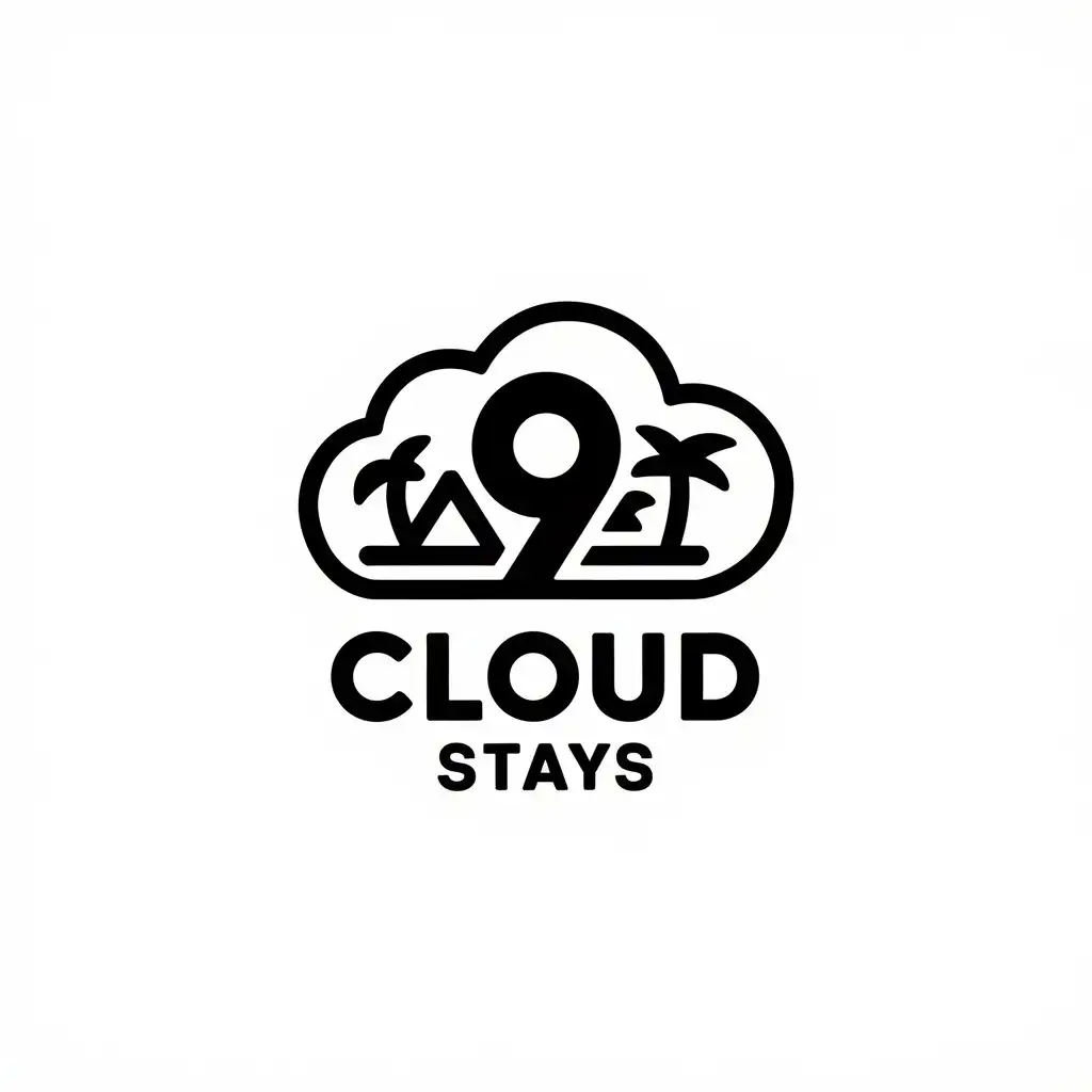 LOGO Design for Cloud 9 Stays Fluffy Detailed Cloud with Property Element for Holiday Let Business