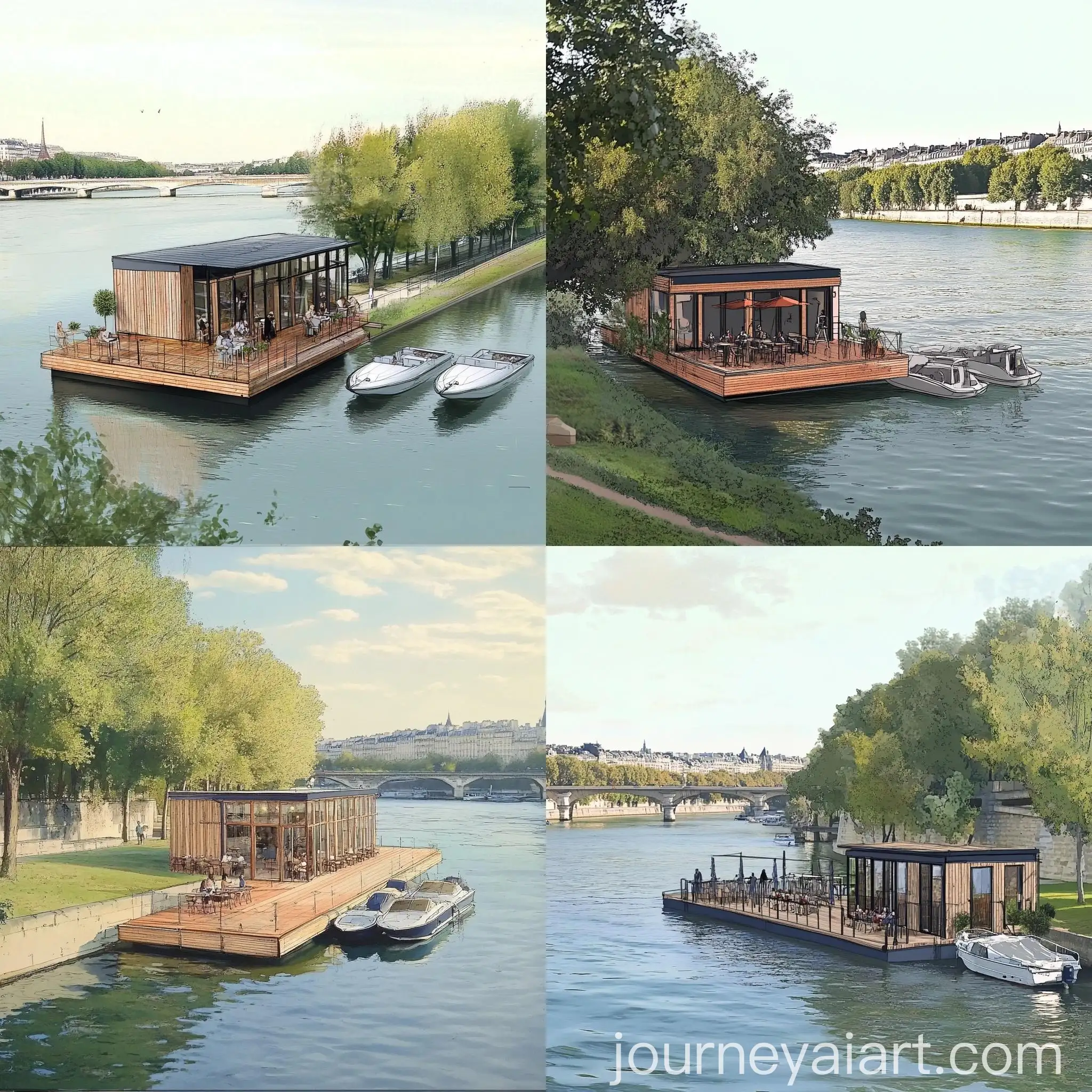 Floating-Guinguette-with-Terrasse-on-La-Seine-River-Saint-Cloud