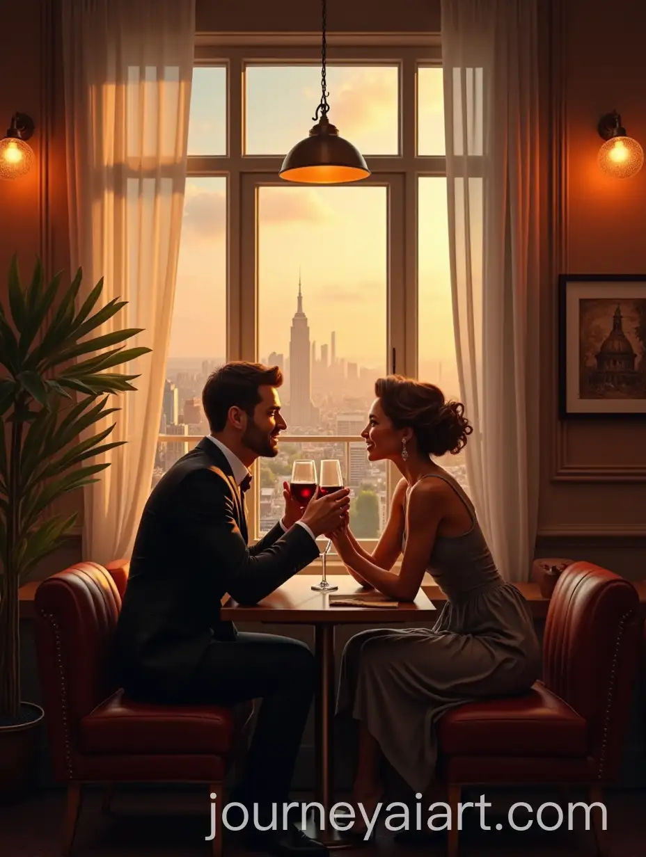 Couple-Enjoying-a-Romantic-Date-in-a-Chic-Cafe-Overlooking-the-City