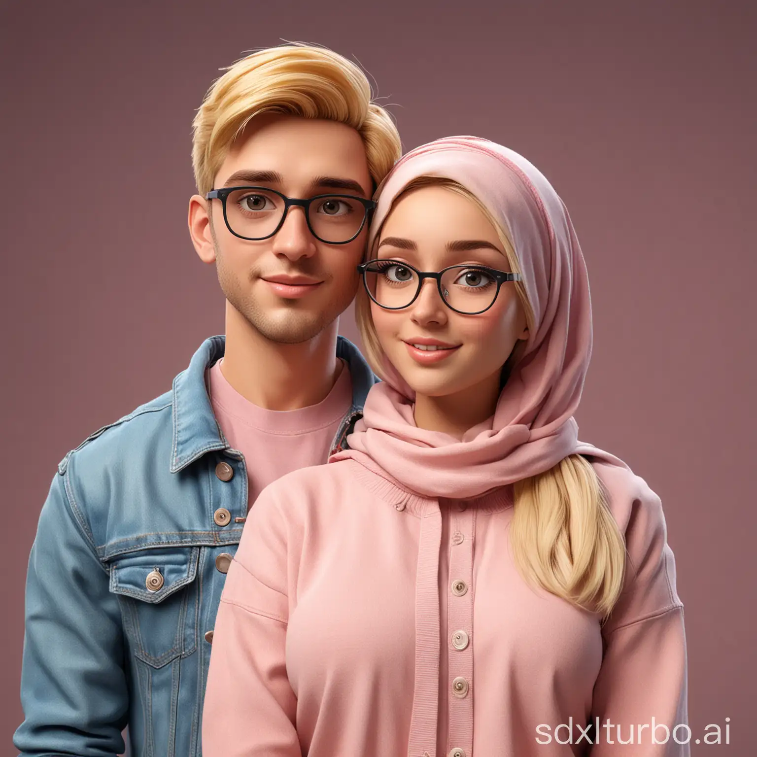 Young-Couple-Selfie-in-Denim-Jacket-and-Hijab-Sweater