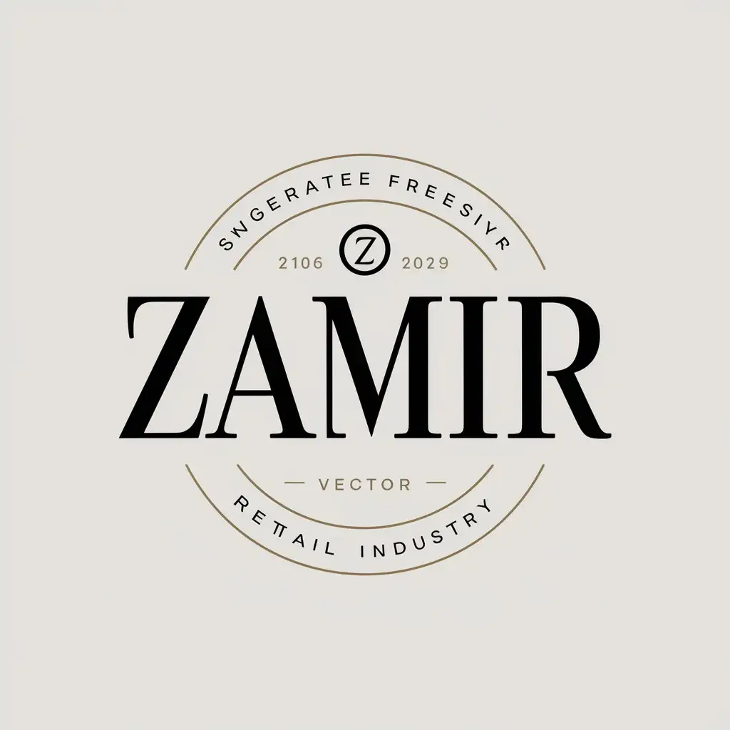 a vector logo design,with the text "Zamir", main symbol:Zmr,Moderate,be used in Retail industry,clear background