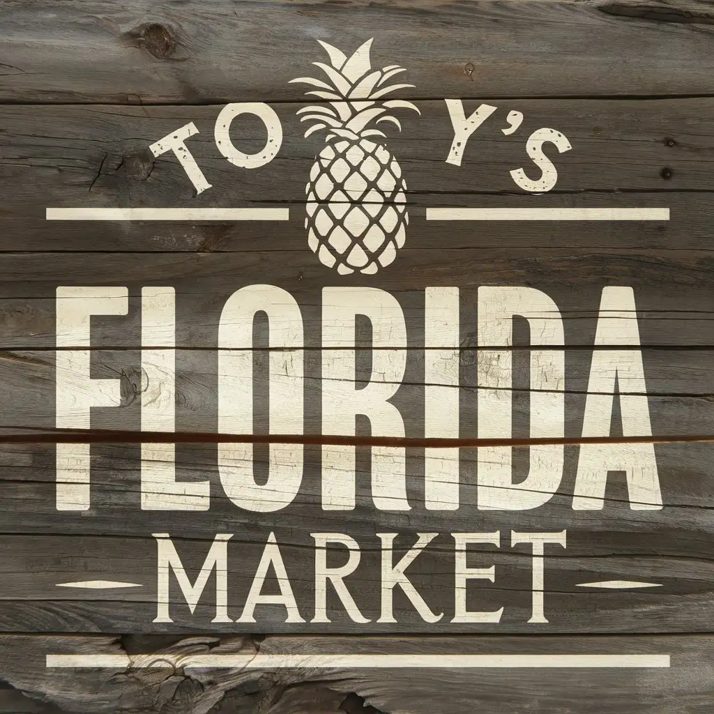 Tonys-Florida-Market-Sign-Featuring-Pineapple-Logo-on-Driftwood-Background