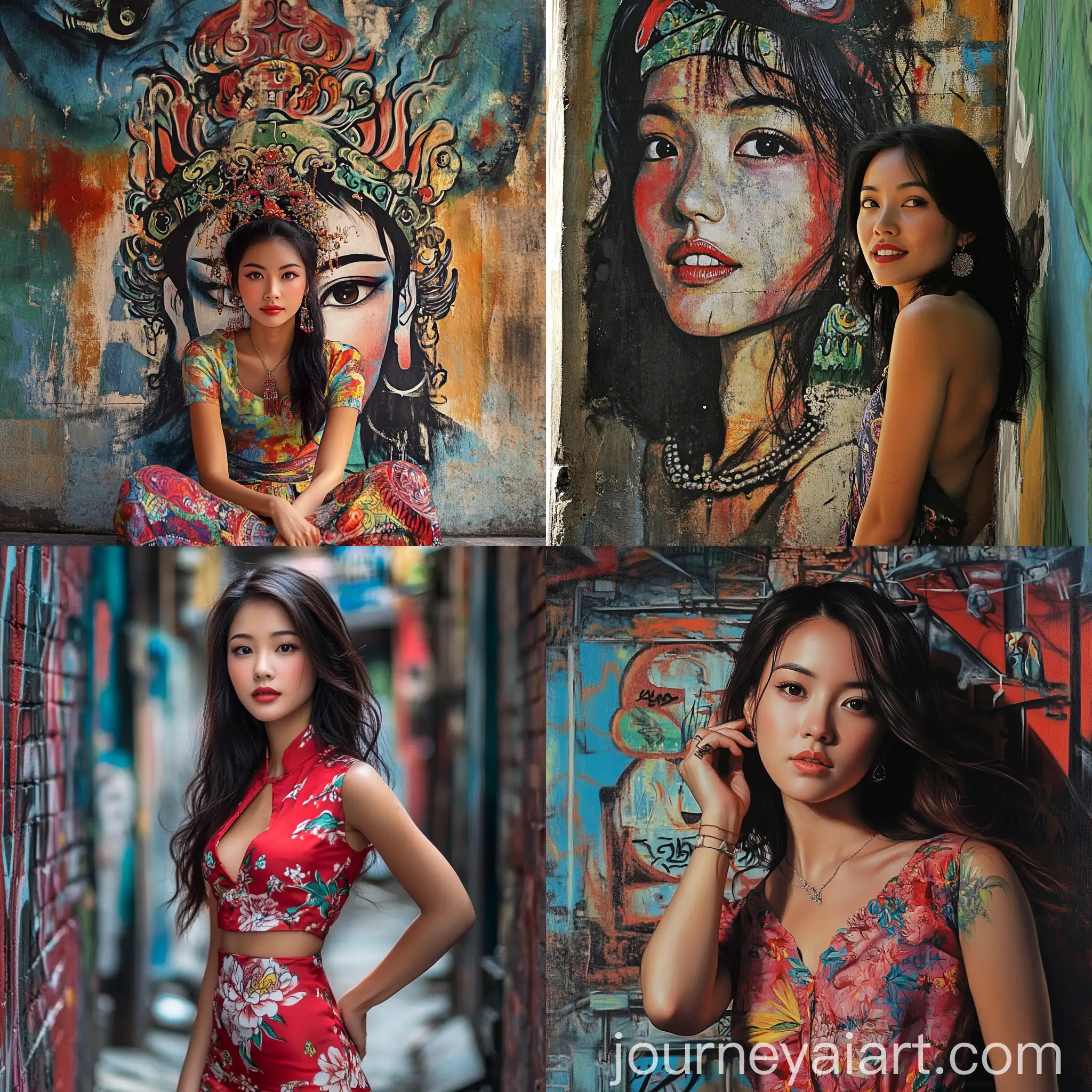 Urban-Graffiti-Art-Portrait-of-a-ChineseThai-Woman