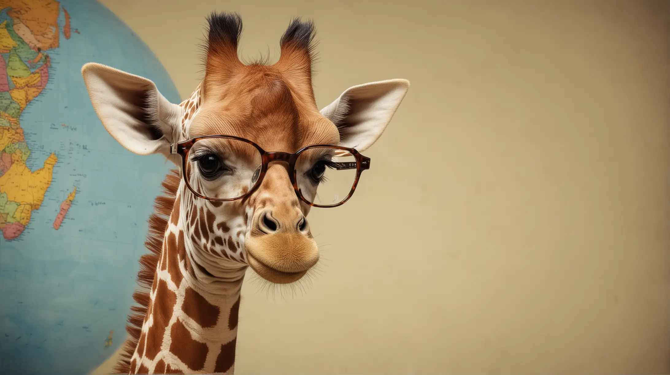 Baby Giraffe Wearing Glasses as a Geography Teacher