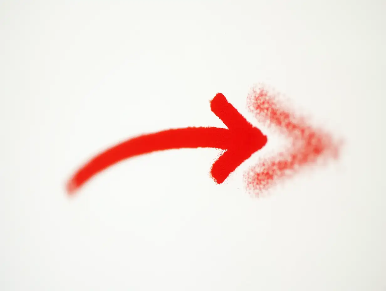 Curved red arrow pointing right