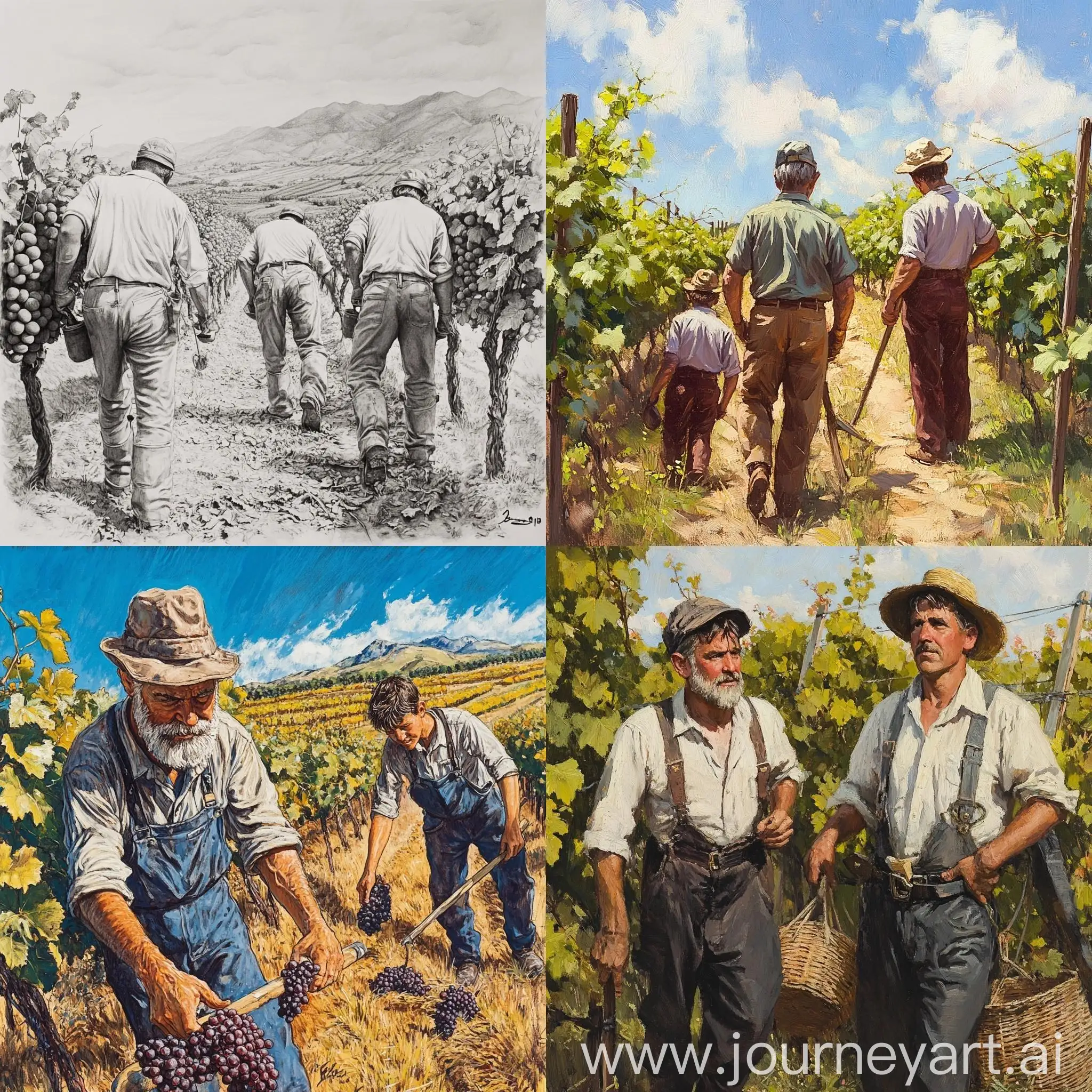 Realistic-Portrait-of-Father-and-Adult-Sons-Working-in-Vineyard