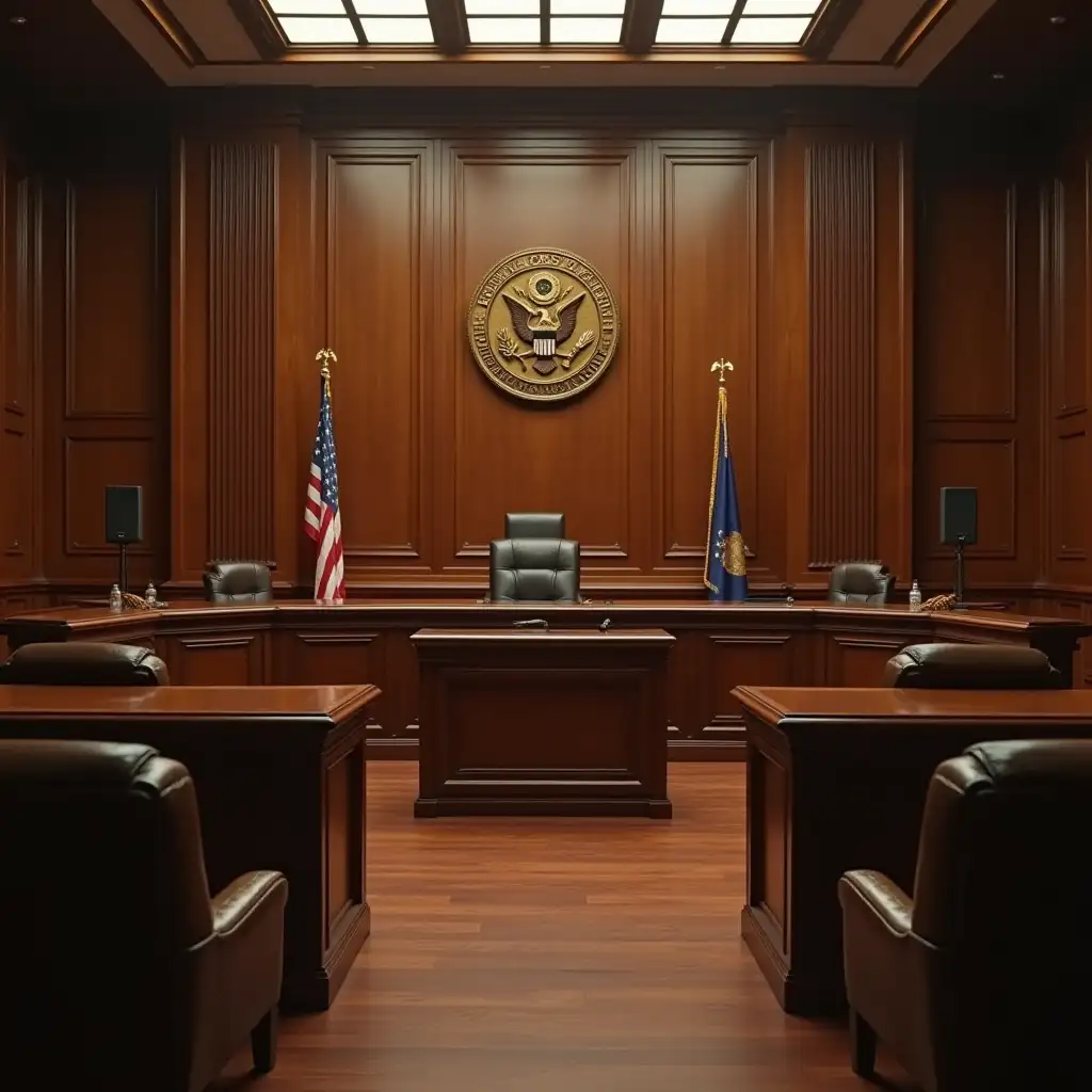 Empty Witness Stand in US Courtroom