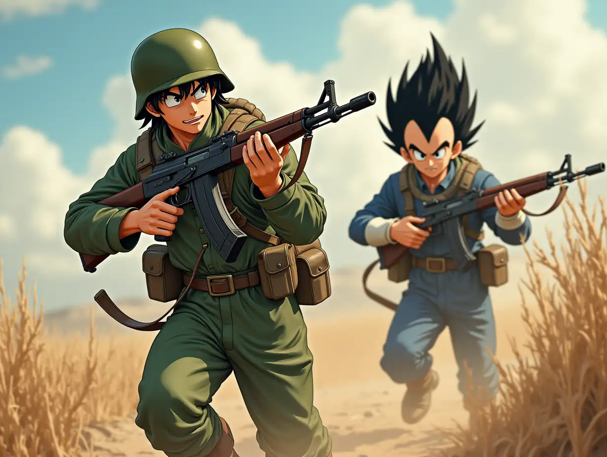 Goku-and-Vegeta-in-WWII-Military-Uniforms-with-M1-Garand-Rifles