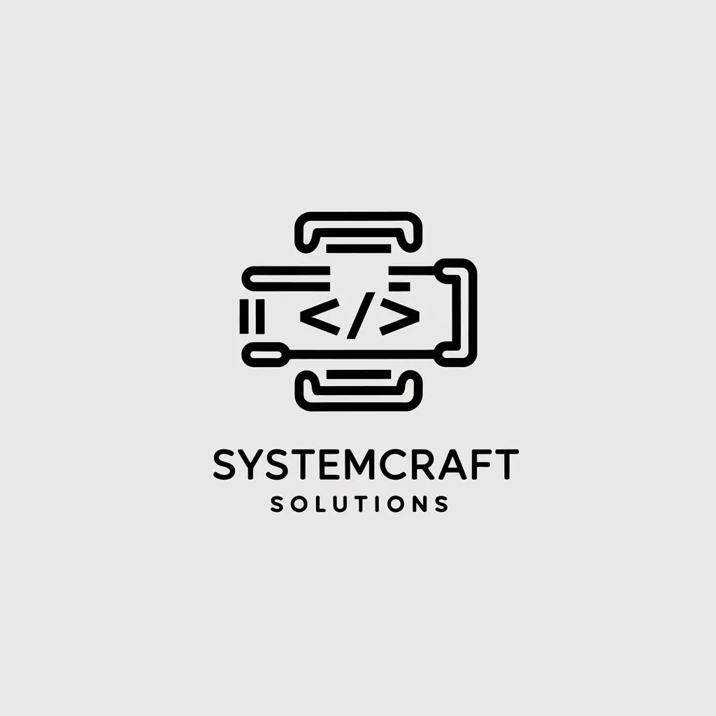 LOGO Design for SystemCraft Solutions Minimalistic Code and Technology Symbol with Typescript and Kotlin Elements