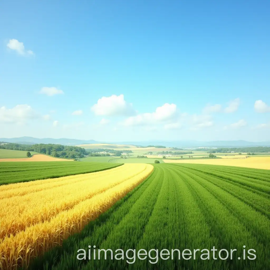 diversified crop field under the beautiful blue sky