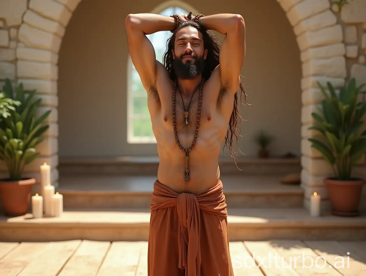 Serene-Nordic-Yogi-in-Yoga-Beach-Studio