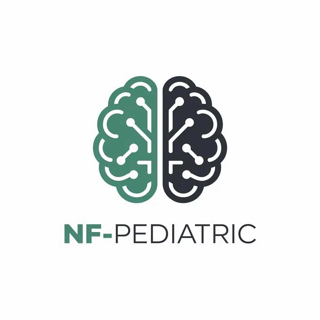 LOGO Design for NFPediatric Bold Green Black with Brain Symbol for Technology Industry