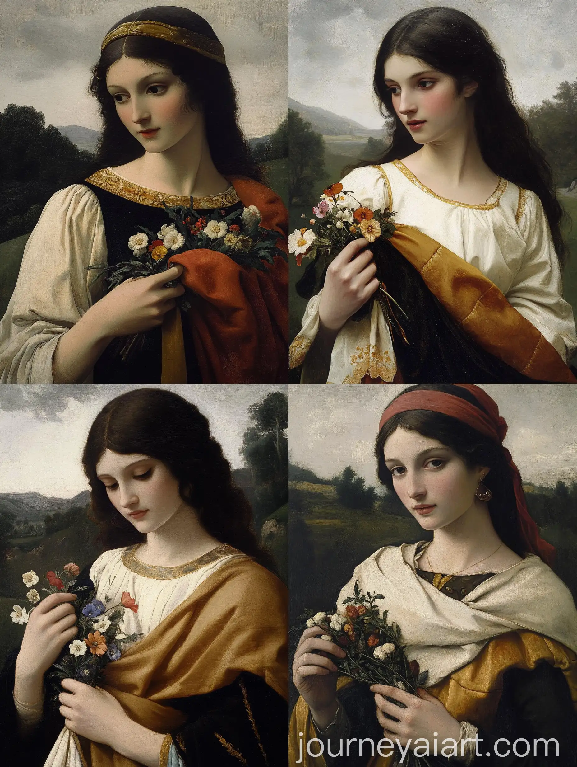 Renaissance-Painting-of-a-Woman-Holding-Flowers