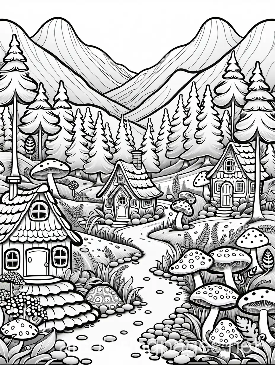 Enchanted-Mushroom-Village-Coloring-Page