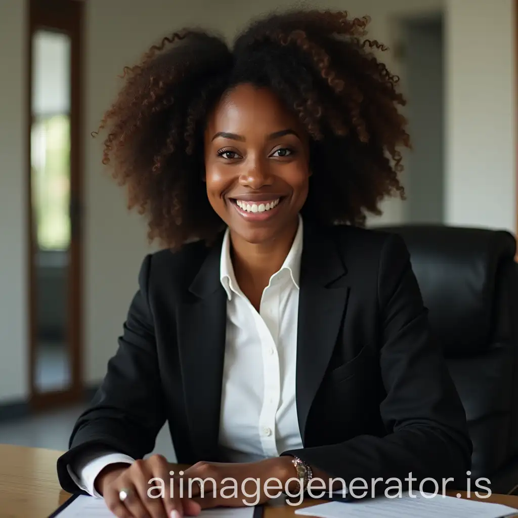 Black-Skinned-Directors-Secretary-in-White-Shirt-and-Black-Suit-with-a-Pretty-Smile