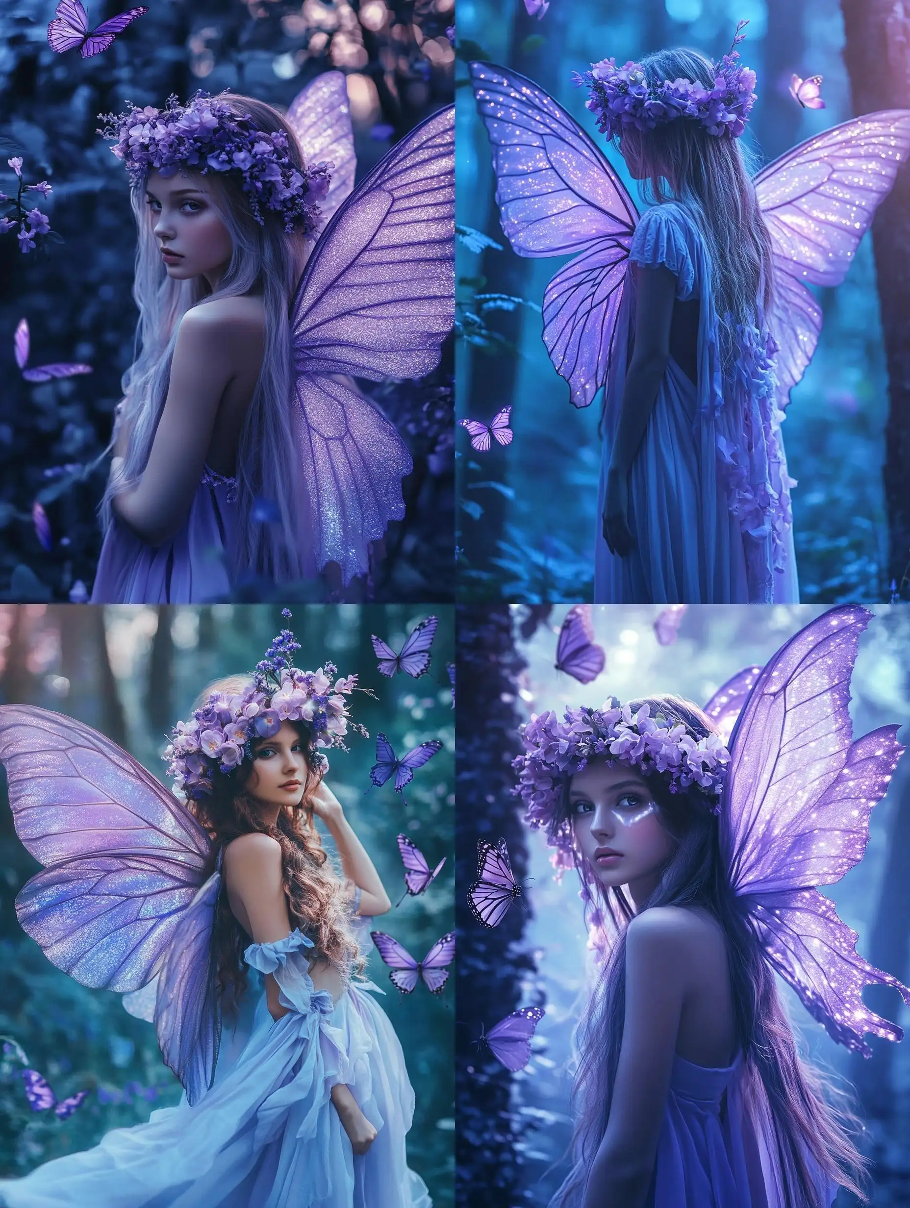 Enchanting-Fairy-with-Purple-Flower-Crown-in-Magical-Forest