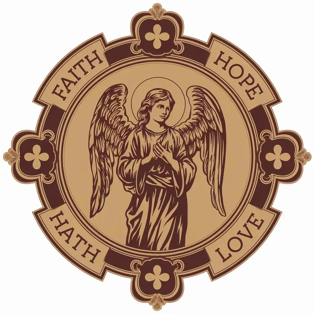 a vector logo design,with the text "Faith, hope, love", main symbol:Image of an angel,Moderate,be used in Religious industry,clear background