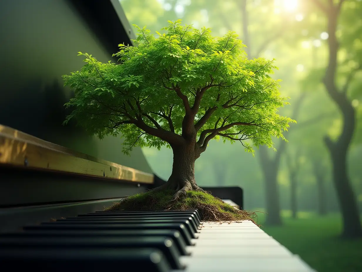 Surreal-Tree-Growing-from-Piano-Keyboard-in-Dreamy-Forest-Setting