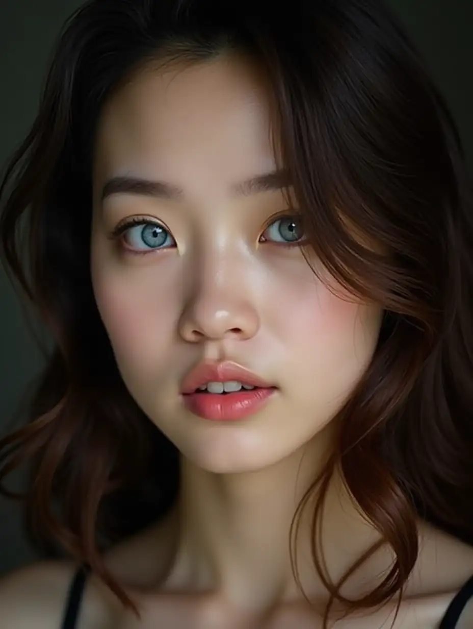 CloseUp-Portrait-of-a-Japanese-Woman-with-Blue-Eyes-and-Brown-Hair