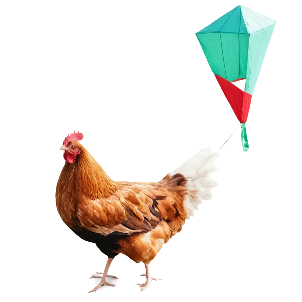 Hen-Stand-with-Kite-PNG-HighQuality-Transparent-Image-for-Creative-Projects