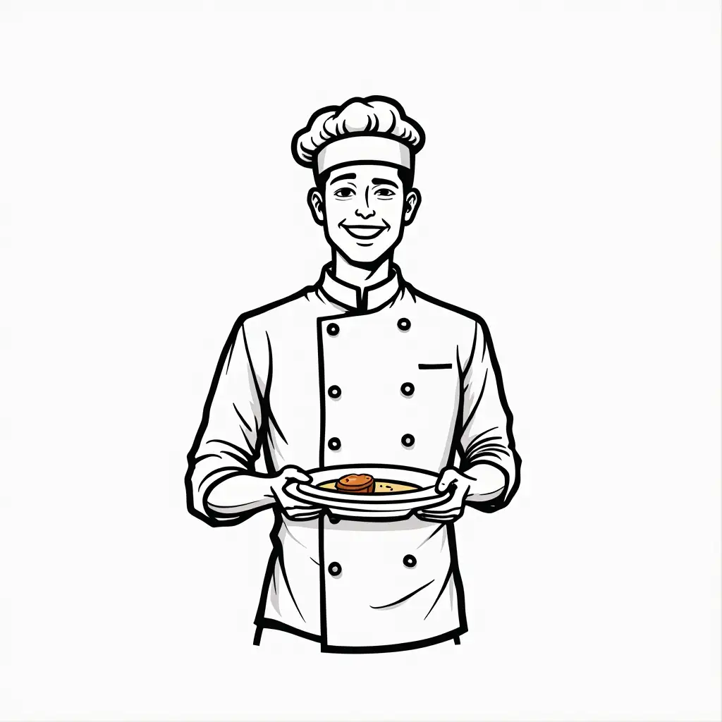 waiter drawn with a single line, black line