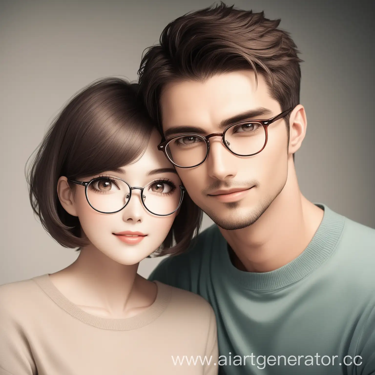 Stylish-Couple-Portrait-with-Boy-in-Glasses-and-Girl-with-Short-Hair